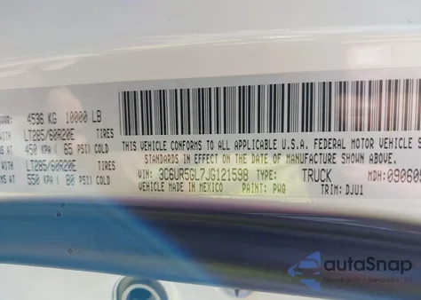 2018 Ram 2500 Longhorn 4X4 6'4 Box from USA, damaged, VIN 3C6UR5GL7JG121598